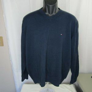 Tommy Hilfiger Men's V-Neck Knit Sweater Blue Large